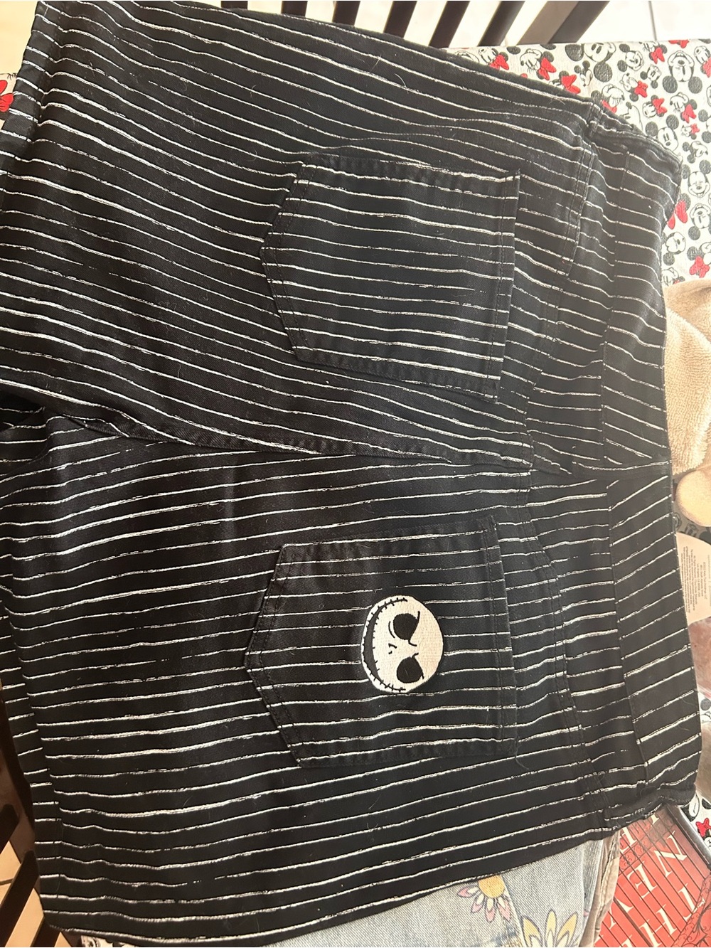 Disney Black and White Striped Women’s Shorts with Jack Skellington Patch